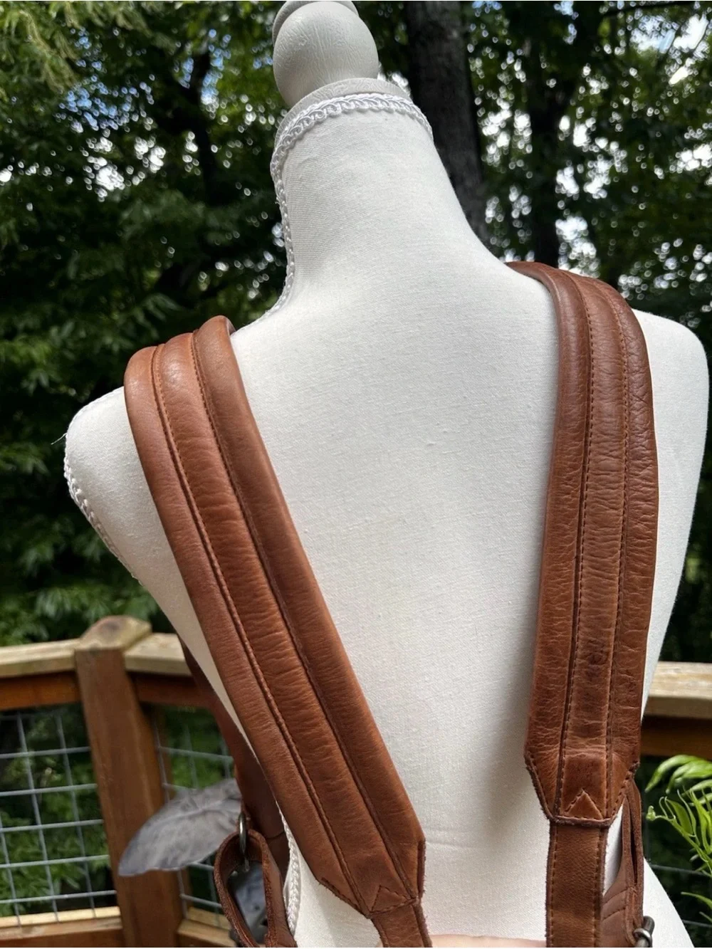 Vilenca Holland Genuine Leather Backpack Cognac Brown Large Rucksack Distressed